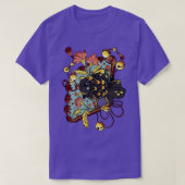 Aziatische goudvis met ventilator en roze bloemen t-shirt (Design voorkant)