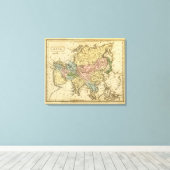 Aziatische Handkleurige Atlas Map 2 Canvas Afdruk (Insitu (Houten vloer))