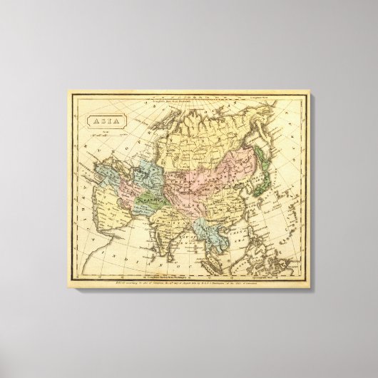 Aziatische Handkleurige Atlas Map 2 Canvas Afdruk (Voorkant)