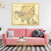 Aziatische Handkleurige Atlas Map 2 Canvas Afdruk (Insitu (Woonkamer))