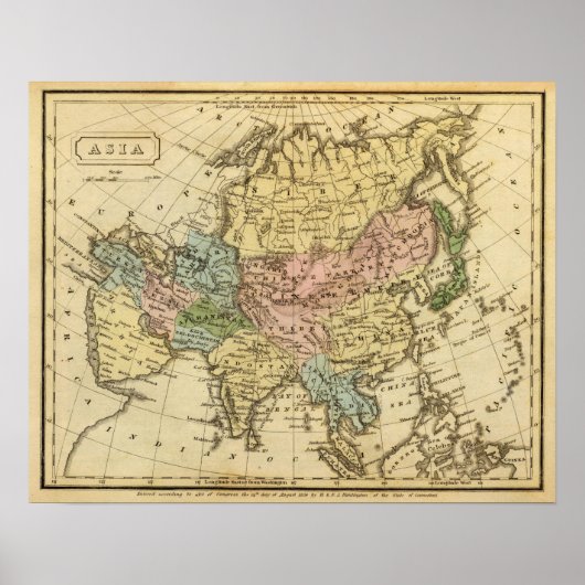 Aziatische Handkleurige Atlas Map Poster (Voorkant)
