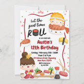 Aziatische Hibachi Sushi Kids Verjaardag Uitnodigi Kaart (Voorkant)