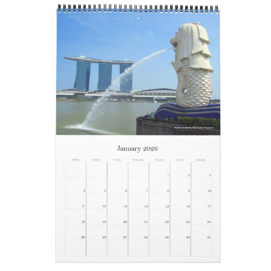 Aziatische hoofdsteden (met locaties) 2026 kalender (Jan 2026)