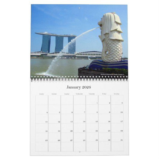 Aziatische hoofdsteden (met locaties) 2026 kalender (Jan 2026)