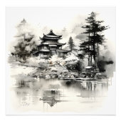 Aziatische Huis Inkt Schilderen Foto Afdruk (Voorkant)