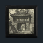 Aziatische imperiale tempel in zwart-wit cadeaudoosje<br><div class="desc">Bezoekers verzamelen zich voor deze Aziatische keizertempel,  klaar om binnen te komen. De verbluffende afdruk wordt in zwart-wit gemaakt,  zodat het hele stuk een oud uiterlijk krijgt dat nabootst op het moment dat het wordt afgebeeld. Doe dit vandaag op je muur en geniet van!</div>