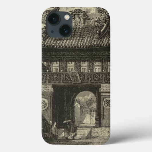 Aziatische imperiale tempel in zwart-wit Case-Mate iPhone case (Achterkant)
