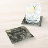 Aziatische imperiale tempel in zwart-wit glazen onderzetter (Schuin)