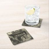 Aziatische imperiale tempel in zwart-wit kartonnen onderzetters (Insitu)