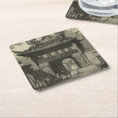 Aziatische imperiale tempel in zwart-wit kartonnen onderzetters (Schuin)