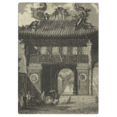 Aziatische imperiale tempel in zwart-wit klembord (Achterkant)