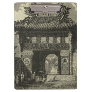 Aziatische imperiale tempel in zwart-wit klembord