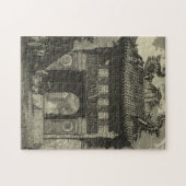 Aziatische imperiale tempel in zwart-wit legpuzzel (Horizontaal)