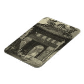 Aziatische imperiale tempel in zwart-wit magneet (Linkerzijde)