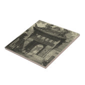 Aziatische imperiale tempel in zwart-wit tegeltje (Zijkant)