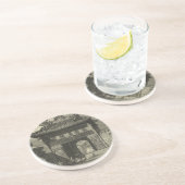 Aziatische imperiale tempel in zwart-wit zandsteen onderzetter (Zijkant)