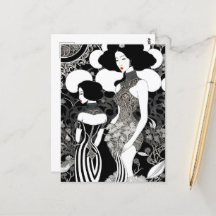 Aziatische inkt vrouw kunst, Postcrossing Briefkaart