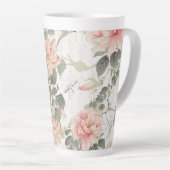 Aziatische Invloed Blush Pink Peony Bloemen Chinee Latte Mok (Rechterhoek)