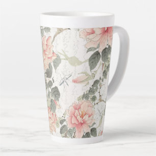 Aziatische Invloed Blush Pink Peony Bloemen Chinee Latte Mok