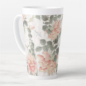 Aziatische Invloed Blush Pink Peony Bloemen Chinee Latte Mok (Linkerhoek)