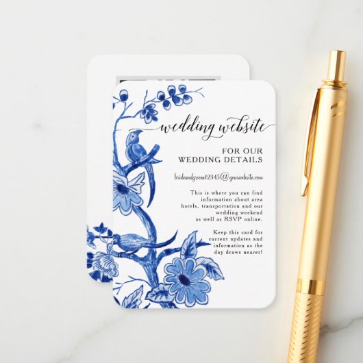 Aziatische Invloed Chinoiserie Blue White QR - Geg Informatiekaartje (Voorkant / Achterkant in situ)