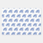 Aziatische Invloed Chinoiserie Marine Blauw Wit Bl Inpakpapier Vel (Voorkant 2)