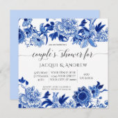 Aziatische Invloed Licht Blauw Bloemen Koppels Dou Kaart (Voorkant / Achterkant)