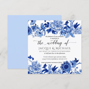 Aziatische Invloed Lichtblauw Bloemen Bruiloft Kun Kaart