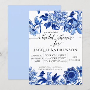 Aziatische Invloed Lichtblauw Floral 3 Vrijgezelle Kaart