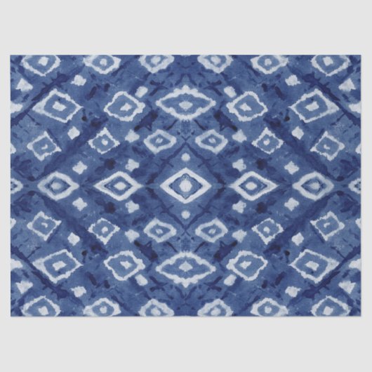 Aziatische Invloed Shibori Tie Dye Indigo Blauw Wi Tissuepapier (Voorkant)