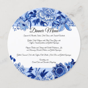 Aziatische Invloed Sky Blue Floral menu Kaart