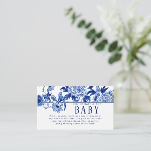 Aziatische invloedssfeer op blauw vogelpapier informatiekaartje (Staand voorkant)