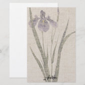 Aziatische Iris Flower Linen look Stationery Briefpapier (Voorkant / Achterkant)