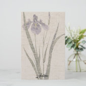 Aziatische Iris Flower Linen look Stationery Briefpapier (Staand voorkant)