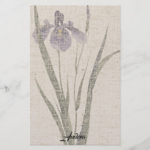 Aziatische Iris Flower Linen look Stationery Briefpapier