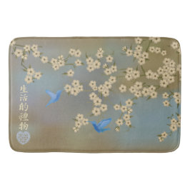 Aziatische Ivoorbloesem blauwe vogels "Geschenk va Badmat