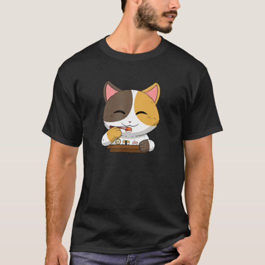 Aziatische Japanners eten sushi Suhsi Kat Pets Ca T-shirt (Voorkant)
