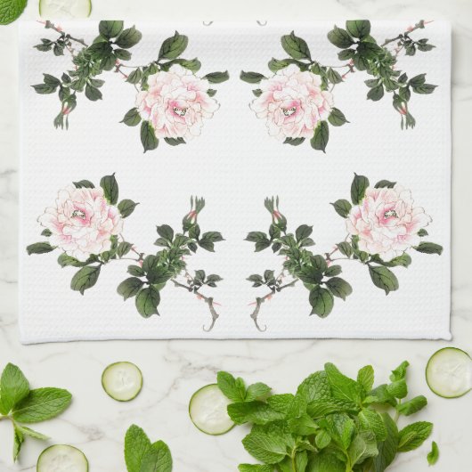 Aziatische Japanse Roos bloemen Bairei Kitchen Tow Theedoek (Gevouwen)