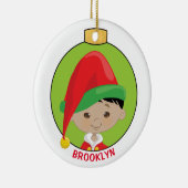 Aziatische jongen Elf personaliseren Keramisch Ornament (Rechts)