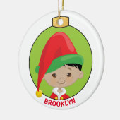 Aziatische jongen Elf personaliseren Keramisch Ornament (Links)