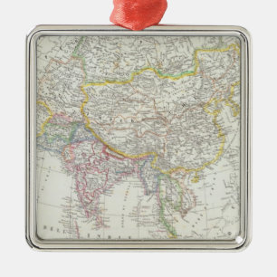 Aziatische kaart metalen ornament