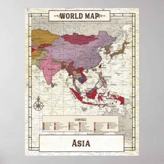 Aziatische kaart poster (Voorkant)