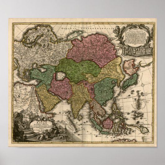 Aziatische kaart uit 1700 poster (Voorkant)