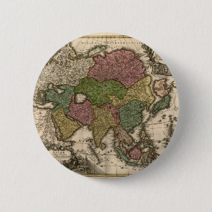 Aziatische kaart uit 1700 ronde button 5,7 cm