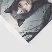 Aziatische kat Furry heks met zwarte kat Tissuepapier (Detail)