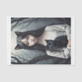 Aziatische kat Furry heks met zwarte kat Tissuepapier (Voorkant)