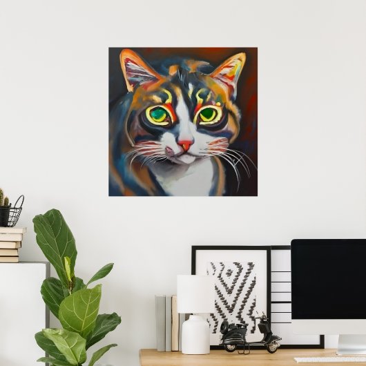 Aziatische kat poster (Thuiskantoor)