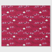 Aziatische kersenbloesems Mt. Fuji & Red BG Cadeaupapier (Vlak)