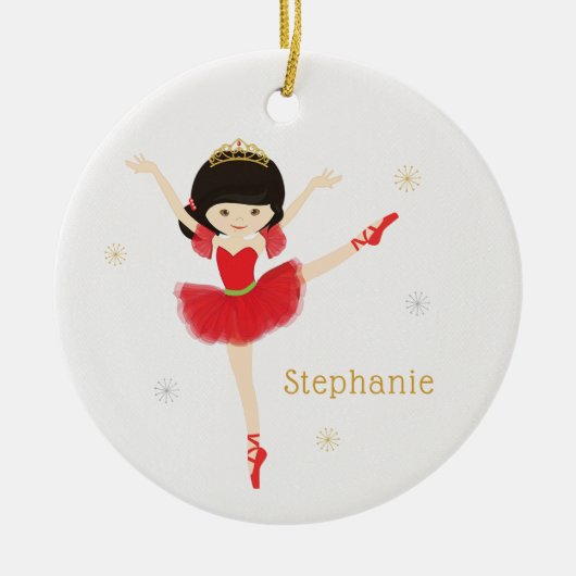 Aziatische kerstballerina personaliseren keramisch ornament (Voorkant)