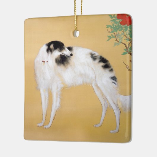 Aziatische kerstversiering Borzoi Keramisch Ornament (Links)